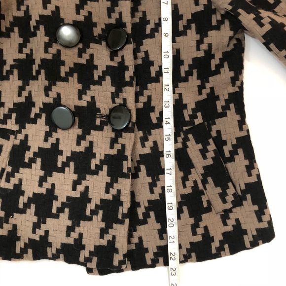 MAC & JAC Brown Black Cropped Houndstooth Jacket - Picture 6 of 8